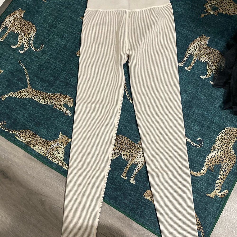 Calvin Klein Cream Ribbed Leggings